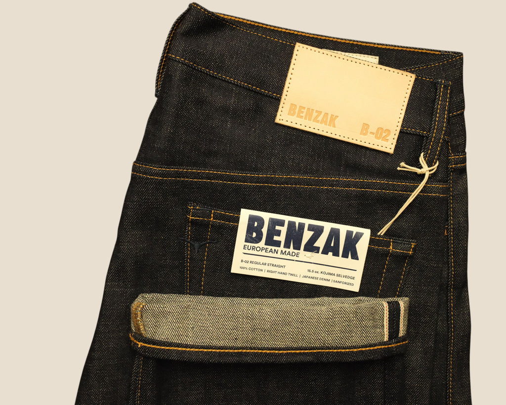 Lakefront Denim Benzak B-02 regular straight jeans in 15.5 oz dark indigo Japanese Kojima selvedge denim