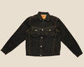 Lakefront Denim Benzak BDJ-05 dark indigo 14 oz selvedge denim trucker jacket with contrast stitching